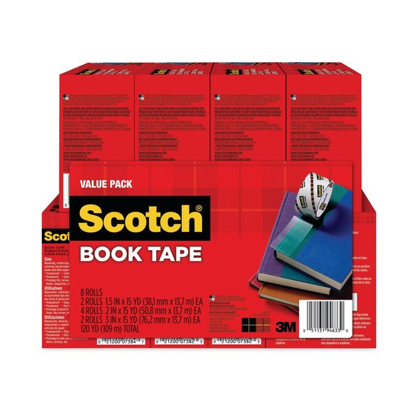 Scotch Book Tape, Clear, PK8 845-VP